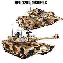 Abrams-tanque de batalla principal de camuflaje del desierto, juguete de bloques de construcción militar, 1:28, M1a2, Ww2, 632010, 1630 Uds. 2024 - compra barato