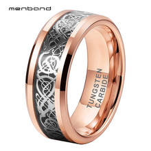 Rose Wedding Band Tungsten Carbide Rings Men Women Jewelry Black Carbon Fiber/Steel Dragon Inlay 8MM Comfort Fit 2024 - buy cheap