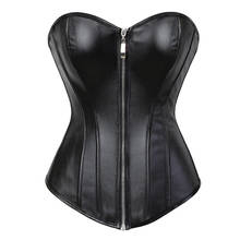 Overbust Corsets Sexy Zip Front Plus Size Women's Bustier and Corset Lingerie Tops Faux Leather Steampunk Fashion S-6XL 2024 - buy cheap