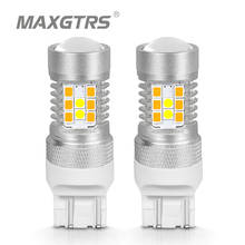 2 bombillas LED para intermitente de coche, T25 3157 P27/7W 7443 1157 BAY15D, Color blanco ámbar, 2835 3030 DRL 2024 - compra barato