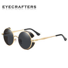 Óculos de sol polarizados steampunk para homens e mulheres, óculos escuros vintage retrô punk de metal uv400, designer de óculos vintage, novo, 2020 2024 - compre barato