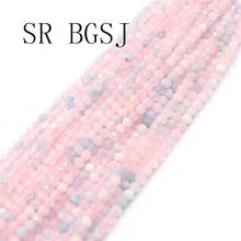 Free Shipping 3mm Faceted Morgan Stone Pink Gems Stone Spacer Bail Round Beads Strand 15" 2024 - купить недорого