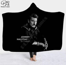 Johnny hallyday Hooded Blanket 3D full print Wearable Blanket Adults men women Fleece Blanket style-1 2024 - buy cheap