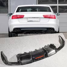 Extensión de parachoques trasero de fibra de carbono para Audi A6 Sline S6 C7 C7.5 2013-2018 (no para Base A6), protector de placa de deslizamiento de parachoques estilo K 2024 - compra barato