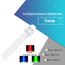 LED RGB de 5mm a todo color, rojo/Verde/azul, cátodo común/ánodo, cuatro pies, luz de color transparente, diodo de 5mm, 50 Uds. 2024 - compra barato