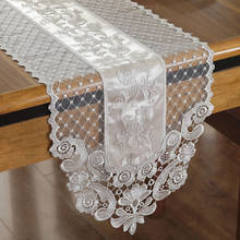 Camino de mesa bordado de Europa, cubierta de bandera de mesa de encaje blanco, café Simple, hermoso corredor de boda, mantel de armario de Tv 2024 - compra barato