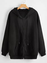 Y2k Clothes Hoodies Sweatshirt Solid Drawstring Zip Up Drop Shoulder Hoodie 2022 Women Oversize Coat Harajuku Streetwear Tops 2024 - buy cheap