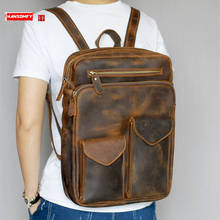 Men Backpacks Genuine Leather Shoulder Bag Male Laptop Backpack Travel Men's Large Capacity Backpacks 2022 Crazy Horse Leather 2024 - buy cheap