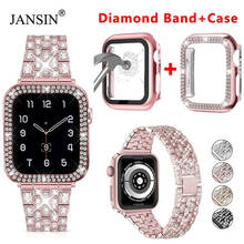 Pulseiras para apple pulseiras de relógio 38mm 42mm 44mm 40mm feminino diamante cinta + caso protetor de tela vidro capa para iwatch se series 6 5 4 2024 - compre barato