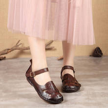 Summer Women Sandals New Flat-bottomed Women Sandals Genuine Leather Handmade flat Shoes Black / brown 2024 - buy cheap