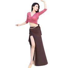 Conjunto traje de dança do ventre feminino bellydance prática treinamento terno outono inverno manga longa saia palco desempenho mostrar vestido conjunto 2024 - compre barato