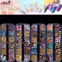 Monja 19 Styles Nail Art Decoration Mixed Shaped Metal Hollow Frame Rivets Shiny Colorful Sequin Rhinestone Manicure Accessories 2024 - buy cheap