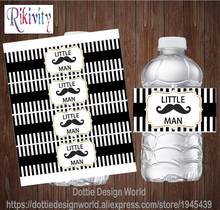 30/20 Black Stripe Mustache Little Man Baby Shower Water Bottle Champagne Labels Candy Wraps Stickers Circoncision Mabrouk Decor 2024 - buy cheap