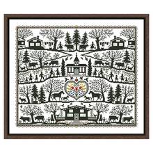 Busy village cross stitch package simple color 18ct 14ct 11ct white cloth embroidery DIY handmade needlework 2024 - buy cheap