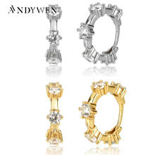 Andywen 925 prata esterlina único zircão aros 2020 novo 9.6mm huggies cristal cz pendiente piercing ohrringe jóias para o sexo feminino 2024 - compre barato