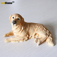 Golden retriever modelo de carro de decoração, artesanato, joias, figurinhas de decoração de cães 2024 - compre barato