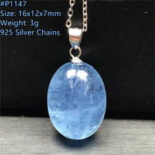 Natural Blue Aquamarine Stone Pendant Necklace 925 Silver Chains For Women Lady Men Love Gift Crystal Oval Beads Jewelry AAAAA 2024 - buy cheap