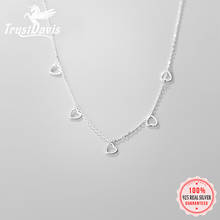 Trustdaiv sauthentic Heart Choker Necklace Chain Party Small Hollow Heart Love Charm Women 925 Sterling Silver Jewelry DA718 2024 - buy cheap