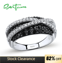 SANTUZZA Silver Ring For Women 925 Sterling Silver Natural Black Stones Luxury Classical Personality Unique Ring Fashion Jewelry 2024 - buy cheap