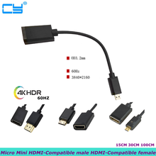 Удлинительный кабель 100 см 60 Гц 4K * 2K HD Mini HDMI Micro HDMI к HDMI мама, используется для компьютера цифровой камеры 2024 - купить недорого