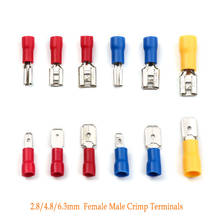 50pcs Insulated Female Male Crimping Terminals 2.8mm 4.8mm 6.3mm Seal Spade Electrical Wire Connector Wiring Cable Plug 2024 - buy cheap