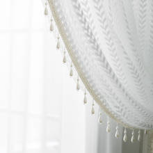 Cortinas transparentes blancas para sala de estar, tul de lujo con cuentas de gasa para dormitorio, gasa sólida, elegante, decoración de ventana 2024 - compra barato