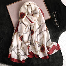 Lenço de seda feminino de marca luxuosa, cinto xales e embrulhos, foulard feminino, bandana, plus size 2020 cm, outono 100% 2024 - compre barato