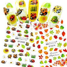 Nail Art Stickers Self Adhesive Ladybird Design Nail Decals Manicure Avocado Maple Leaf Sticker Nails Decoration Transfer Foil 2024 - buy cheap