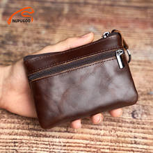Genuine Leather Mini Coin Purse Small Wallet Men Women Brown Vintage Casual Credit Card Little Bag Zipper Pocket Key Bag NUPUGOO 2024 - buy cheap
