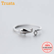 TrustDavis 100% 925 Real Sterling Silver Cute 925 Whale With CZ Cocktail Ring Sizable 6 7 8 Women Girl Fine Silver Jewelry AZ05 2024 - buy cheap