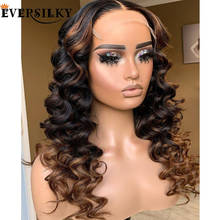 Loose Curly Pre Plucked 360 Lace Front Human Hair Wigs for Black Women 200Density Glueless Ombre Honey Brown 13x6 Lace Wigs Remy 2024 - buy cheap