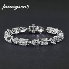 PANSYSEN Charm 15-17CM Pure 925 Sterling Silver Lab Moissanite Diamond Bridal Wedding Enagegement Bracelet Gemstone Fine Jewelry 2024 - buy cheap