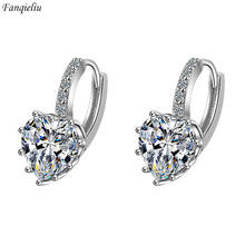 Fanqieliu Stamp 925 Silver Needle High Quality Crystal Heart Hoop Earrings For Women New Jewelry Girl Gift Trendy FQL20150 2024 - buy cheap