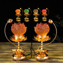 Buda com vidro de cristal colorido led, buda com lâmpada de lótus para a luz do buda 2024 - compre barato