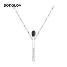 Necklace "match" Sokolov made of silver with cubic zirconia, fashion jewelry, 925, women's/men's, male/female, women's male 2024 - buy cheap