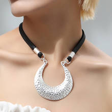 Chunky Choker Necklace for Women Jewelry Trendy Silver Color Pendant Black Leather Chain necklaces & pendants Jewellery 2022 2024 - buy cheap