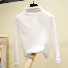 Зимние женские рубашки Sutimine, водолазка, рубашка, Вельветовая флисовая Мягкая футболка, однотонный Розовый Топ с длинным рукавом для фитнеса 2024 - купить недорого