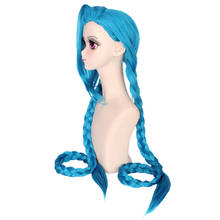 Halloween Fancy Wig LOL League of Legends Runaway Loli 120cm Cos Wig Long Braid Blue Anime Wig 2024 - buy cheap