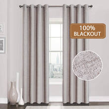Linen 100% Blackout Curtains For Kitchen Bedroom Window Treatment  Solid Water Proof Curtains for Living Room Custom Made 2024 - buy cheap