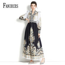 FANIECES Runway Dresses For Women 2022 Baroque Print A-line Maxi Dress High Waist Elegant Party Long Vestidos платье женское 2024 - buy cheap