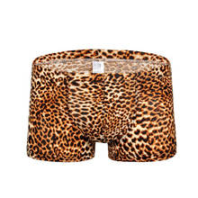 Cueca boxer masculina de leopardo, roupa íntima respirável com estampa de leopardo 2024 - compre barato