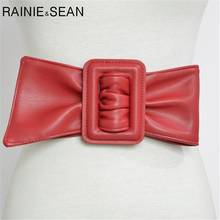 RAINIE SEAN Women Wide Belts For Dresses Leather Big Bow red Cummerbund Ladies Fashion 2021 Brand Solid Female Wide Waist Belt 2024 - buy cheap