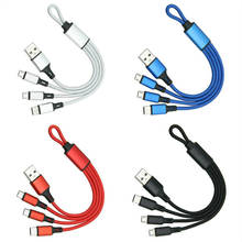 3 em 1 usb cabo de carregamento rápido chaveiro curto micro usb tipo c multi carregador cabos cabo para iphone xiaomi huawei carga fio 2024 - compre barato