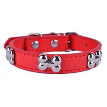 Fashion Red Purple Black Green Leather Dog Collar Bone Shaped Accessories Collar For Dogs Small Pet Dog Supplies 2024 - buy cheap