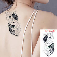 Waterproof Temporary Tattoo Sticker ins Panda wolf black and white grid cool Body Art flash tatoo fake tatto for Women Men 2024 - buy cheap