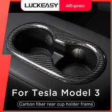 LUCKEASY для Tesla Model 3, модель Y 2017-2022, интерьер автомобиля, углеродное волокно, чашка для заднего сиденья, лоток для сиденья, водная рамка, наклейка на крышку 2024 - купить недорого