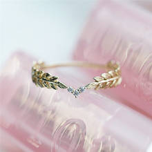 Милое повседневное тонкое кольцо для девочек, женское золотое кольцо с листьями пшеничного пера, женское свадебное кольцо с короной 2024 - купить недорого