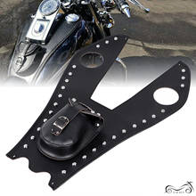 Black Rivet Tank Cover Pad Panel Chap Bib Cover PU Leather For Harley Softail Deluxe Fatboy FLST Screamin Eagle FLSTFSE 2024 - buy cheap