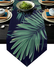 Caminos de mesa verdes de hojas tropicales, decoración de comedor de boda, granja, cocina, mantel 2024 - compra barato