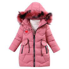 Girls' winter long sleeve cotton padded clothes children's jacket Plush thickened embroidered cotton coat jacket 2024 - buy cheap